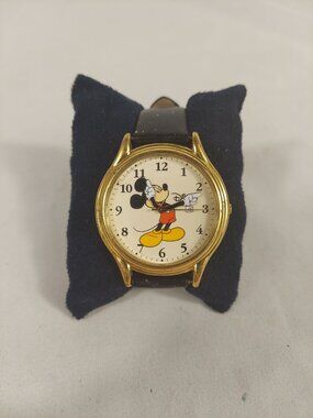 Vintage 1980's Disney SII Seiko Mickey Watch Date & Time Leather Band